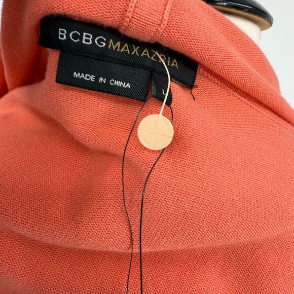 BCBG Hooded Cardigan Sweater Size Large Coral gem logo hooded zip up womens - Picture 8 of 10